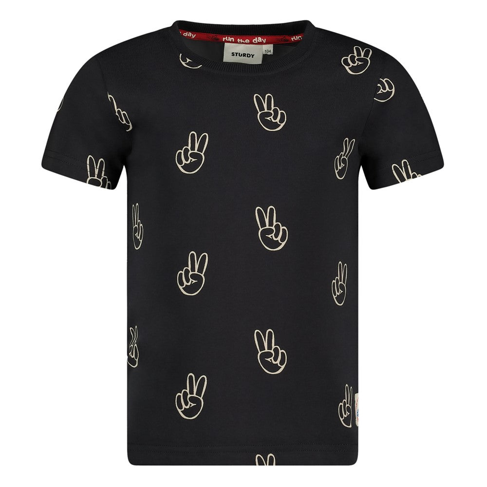 Jongens T-shirt AOP - Run the Day van Sturdy in de kleur Antraciet in maat 128.