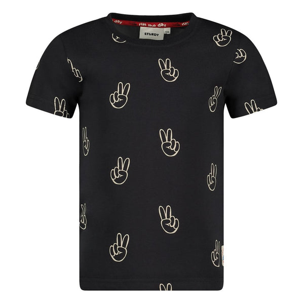 Jongens T-shirt AOP - Run the Day van Sturdy in de kleur Antraciet in maat 128.
