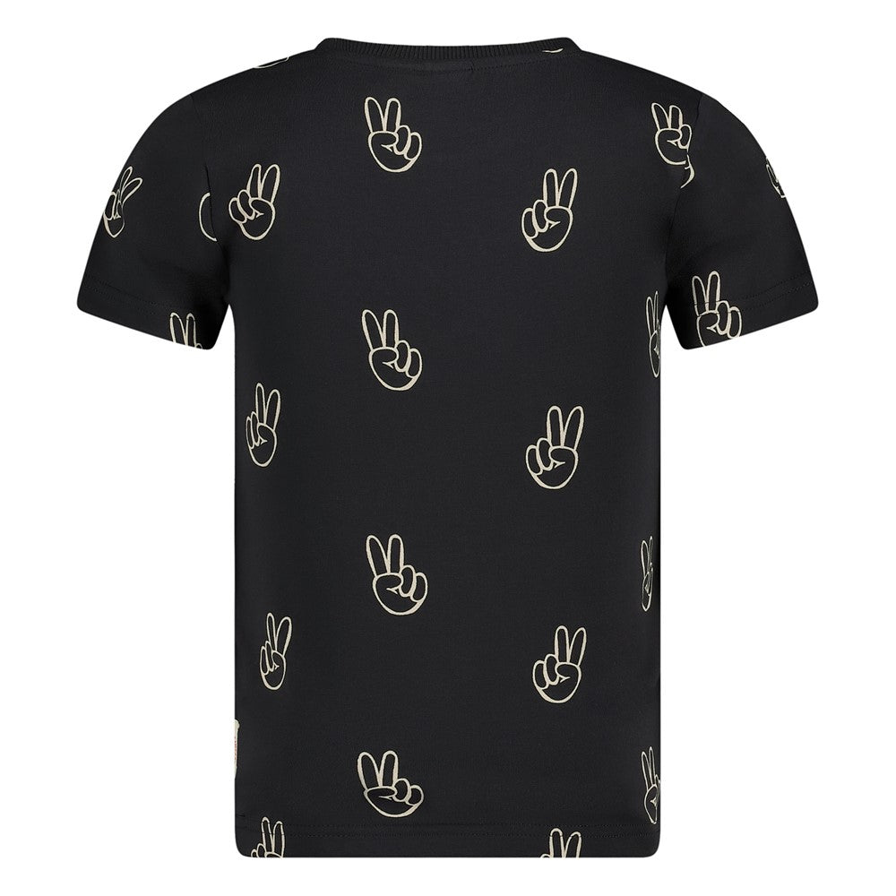 Jongens T-shirt AOP - Run the Day van Sturdy in de kleur Antraciet in maat 128.