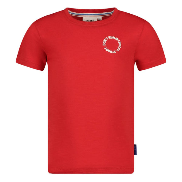 Jongens T-shirt - Run the Day van Sturdy in de kleur Rood in maat 128.
