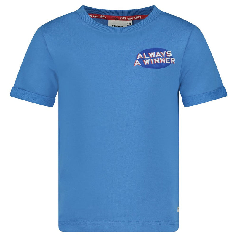 Jongens T-shirt - Run the Day van Sturdy in de kleur Blauw in maat 128.