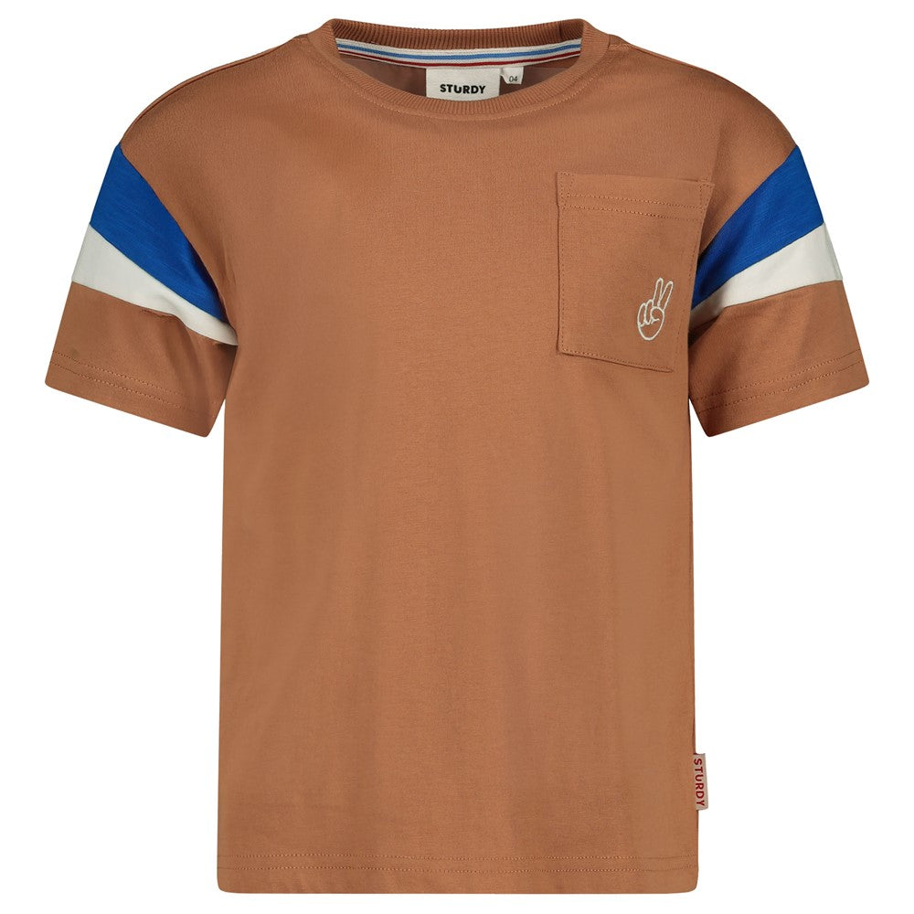 Jongens T-shirt oversized - Run the Day van Sturdy in de kleur Hazelnoot in maat 128.