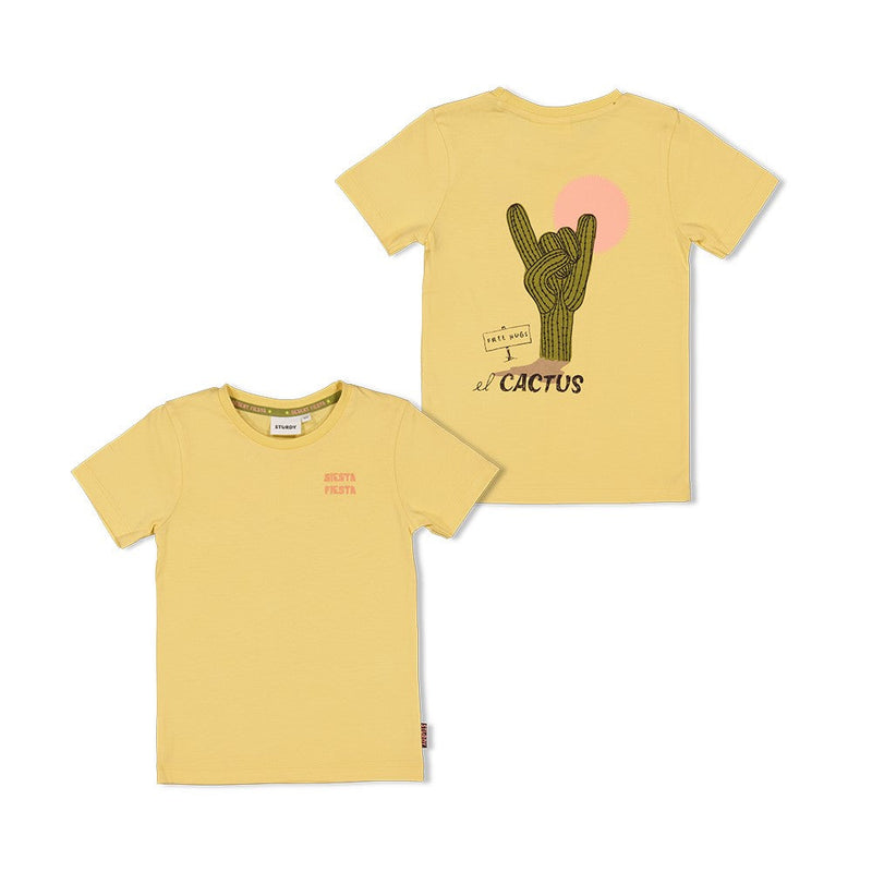 Jongens T-shirt met backprint - Desert Fiesta van Sturdy in de kleur Geel in maat 128.