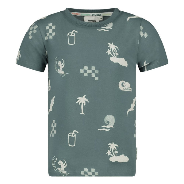 Jongens T-shirt AOP - Lagoon Legends van Sturdy in de kleur Petrol in maat 128.
