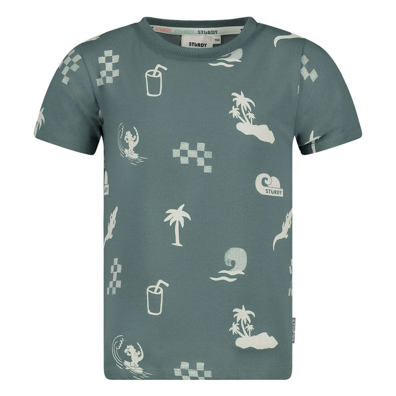 Jongens T-shirt AOP - Lagoon Legends van Sturdy in de kleur Petrol in maat 128.
