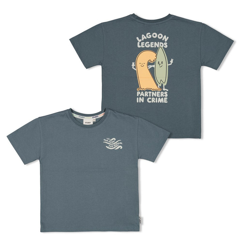 Jongens T-shirt oversized - Lagoon Legends van Sturdy in de kleur Petrol in maat 128.
