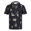 Jongens Overhemd k/m AOP mousseline - Lagoon Legends van Sturdy in de kleur Indigo in maat 128.