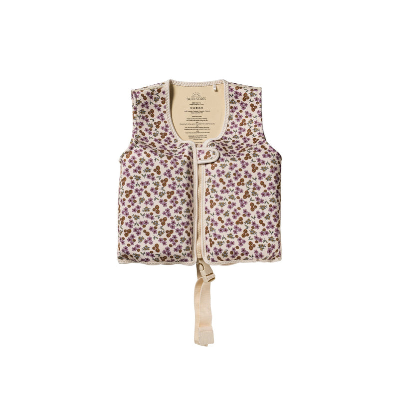 Meisjes Sparkly Flowers | Floating Vest van Salted Stories in de kleur White Swan in maat 98-104.