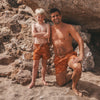 Jongens Palms | Swim Shorts van Salted Stories in de kleur Bombay Brown in maat 134-140.