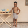 Jongens Seersucker | Swim Shorts van Salted Stories in de kleur Bombay Brown in maat 134-140.