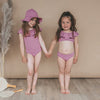 Meisjes Broderie | Swimsuit van Salted Stories in de kleur Dusky Orchid in maat 134-140.