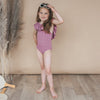 Meisjes Broderie | Swimsuit van Salted Stories in de kleur Dusky Orchid in maat 134-140.