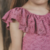 Meisjes Broderie | Swimsuit van Salted Stories in de kleur Dusky Orchid in maat 134-140.