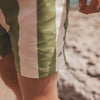 Jongens Wide Stripe | Swim Shorts van Salted Stories in de kleur Iguana in maat 134-140.