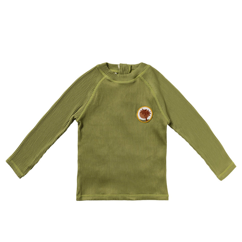 Jongens Solid Rib | Swim Longsleeve van Salted Stories in de kleur Iguana in maat 122-128.