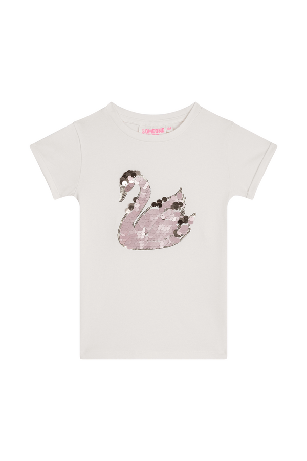 Meisjes T-Shirt ANIEK-SG-02-C van Someone in de kleur ECRU in maat 134.