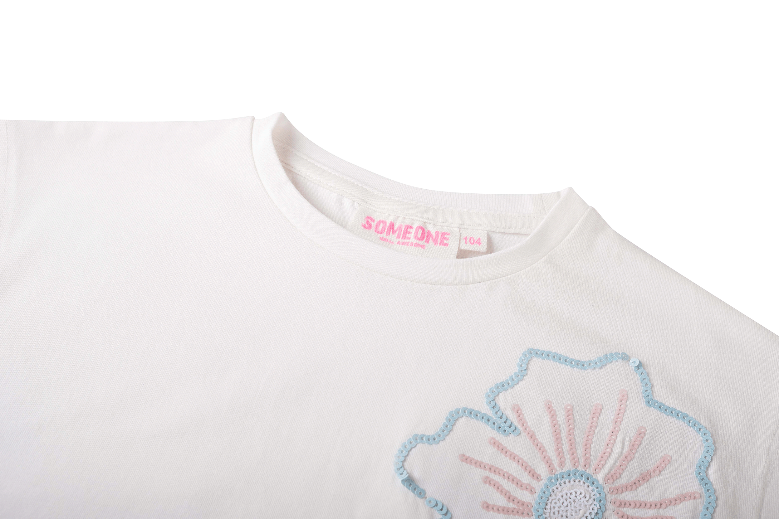 Meisjes T-Shirt ANIEK-SG-02-E van Someone in de kleur ECRU in maat 134.