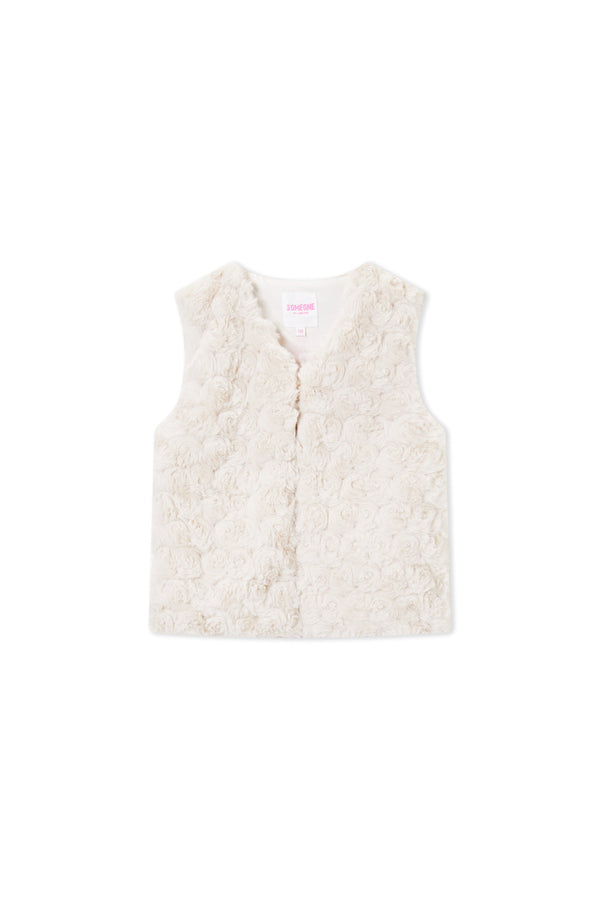 Meisjes Gilet no sleeves NEL-SG-13-E van Someone in de kleur DARK ECRU in maat 134.