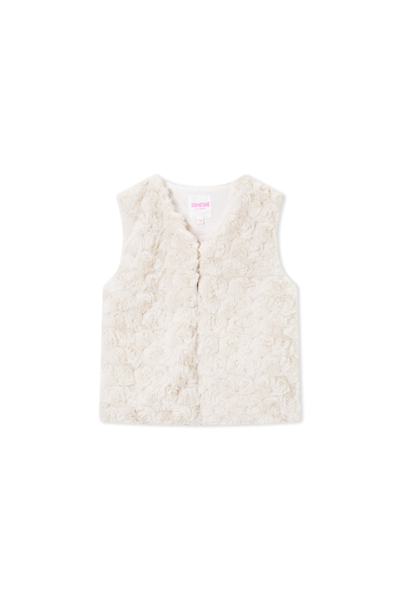 Meisjes Gilet no sleeves NEL-SG-13-E van Someone in de kleur DARK ECRU in maat 134.