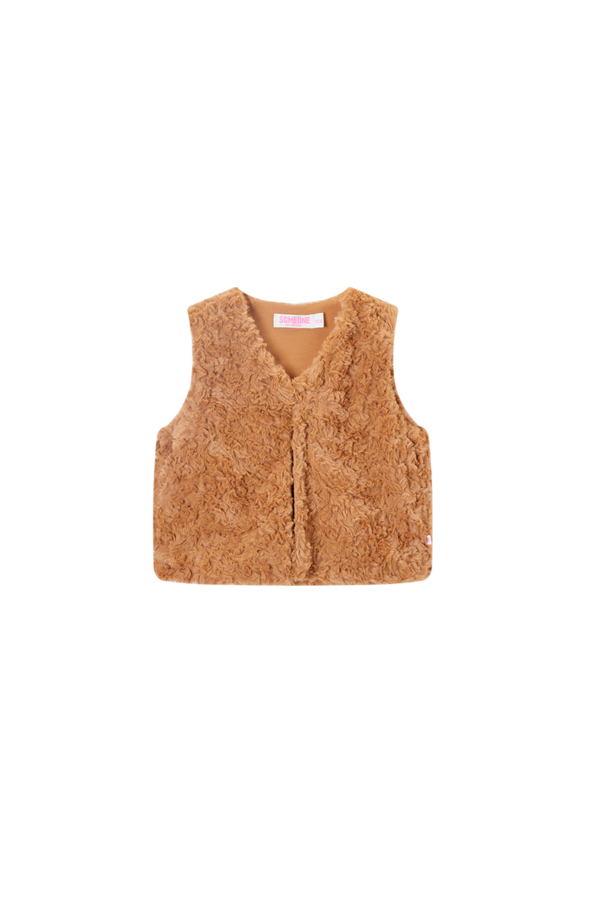 Meisjes Gilet teddy YARA-SG-13-M van Someone in de kleur LIGHT COGNAC in maat 128.