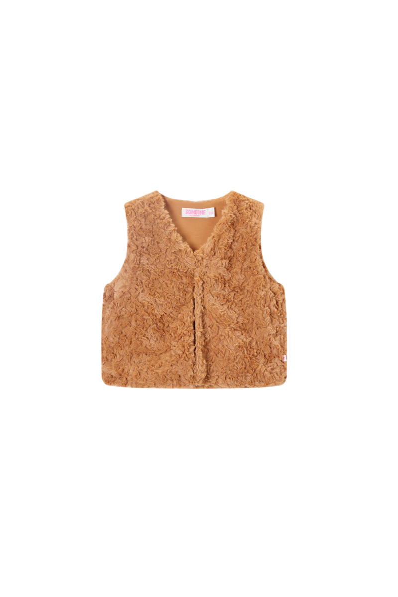 Meisjes Gilet teddy YARA-SG-13-M van Someone in de kleur LIGHT COGNAC in maat 128.