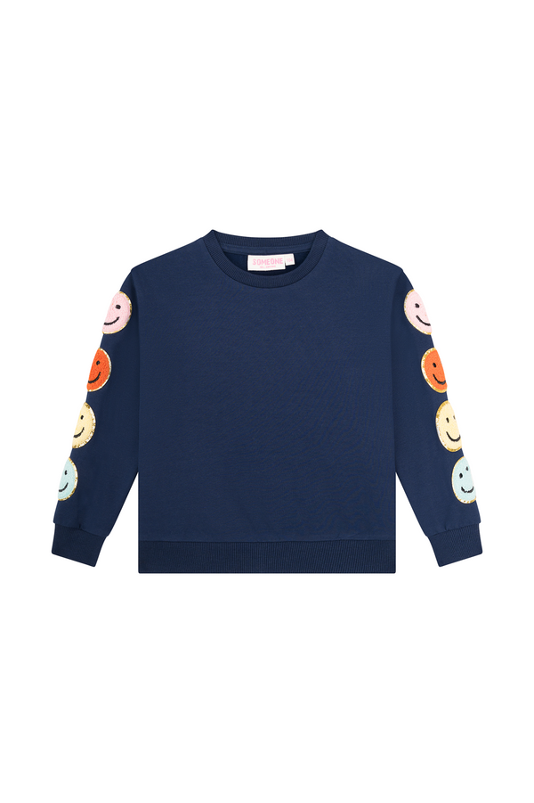 Meisjes Sweater smiley VEERLE-SG-16-H van Someone in de kleur NAVY in maat 128.