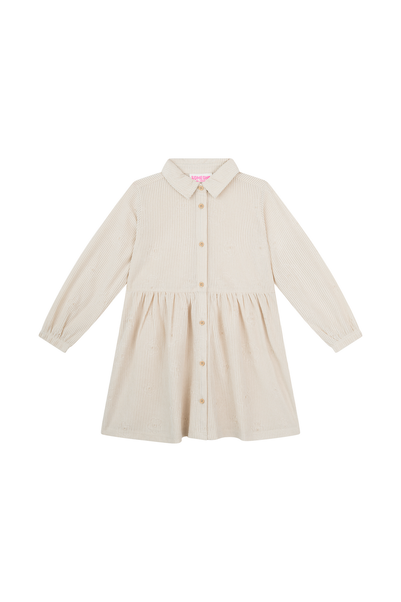 Meisjes Dress structure NORA-SG-52-E van Someone in de kleur DARK ECRU in maat 128.