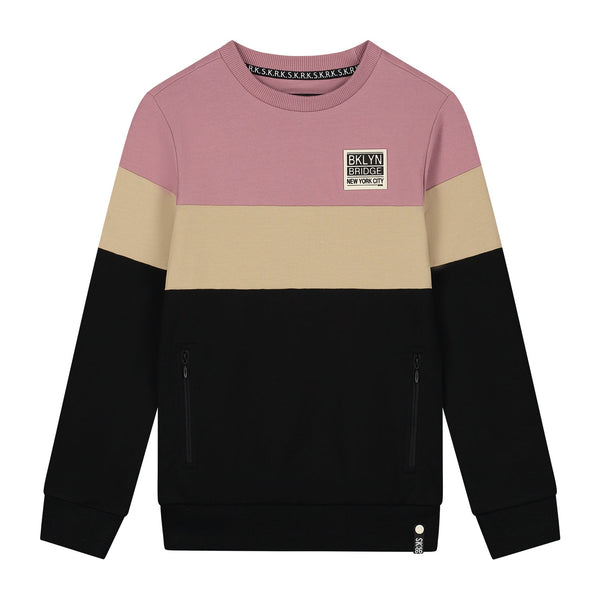 Jongens Sweater Sjoerd Rose van Skurk in de kleur Colourblock rose in maat 170.