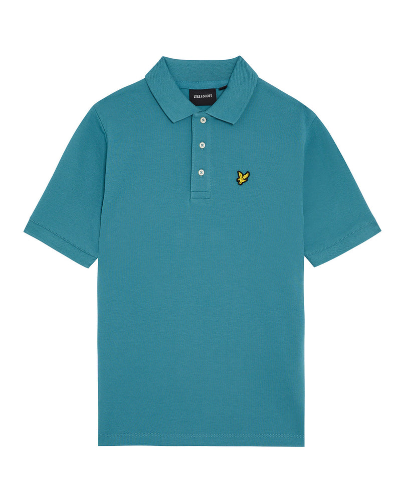 Jongens Plain Polo Shirt van Lyle & Scott in de kleur X579 Blue Storm in maat 170-176.