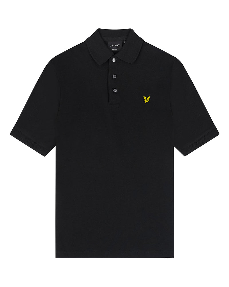 Jongens Plain Polo Shirt van Lyle & Scott in de kleur Z865 Jet Black in maat 170-176.