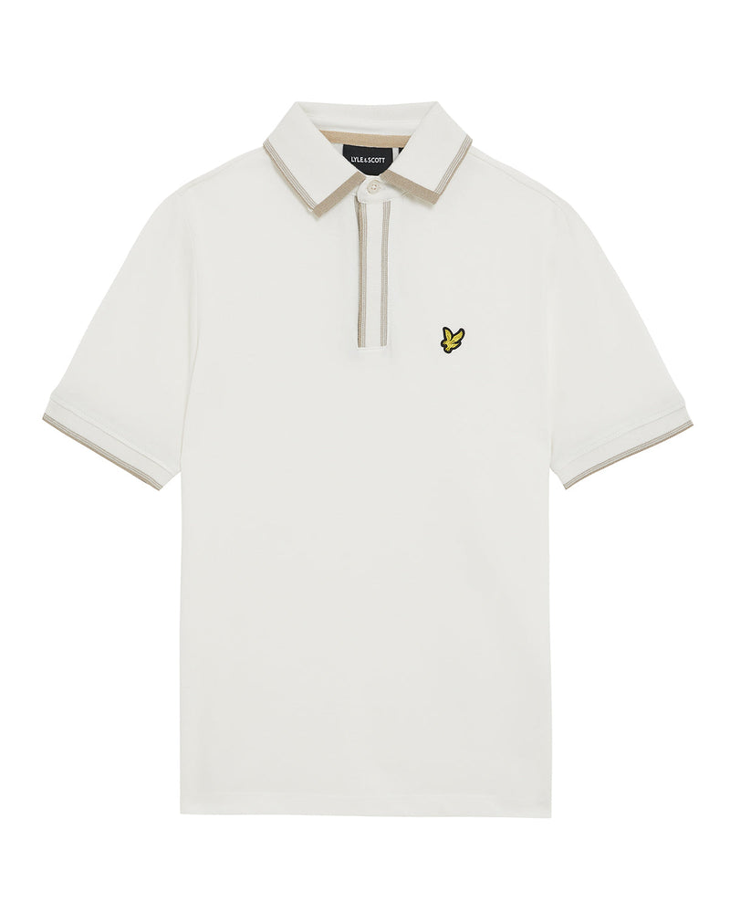 Jongens Concealed Placket Polo Shirt van Lyle & Scott in de kleur X157 Chalk in maat 170-176.