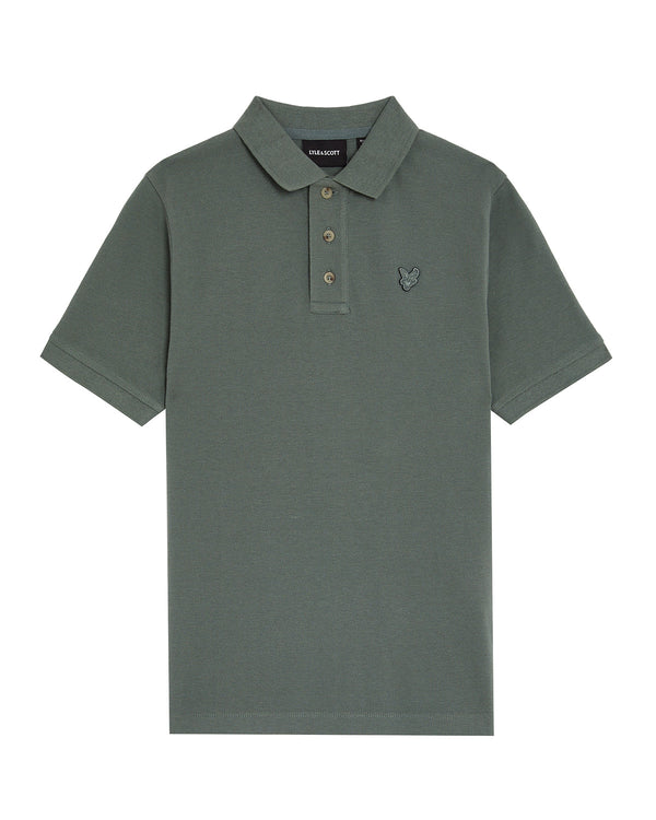 Jongens Linen Polo Shirt van Lyle & Scott in de kleur X583 Green Mercurial in maat 170-176.