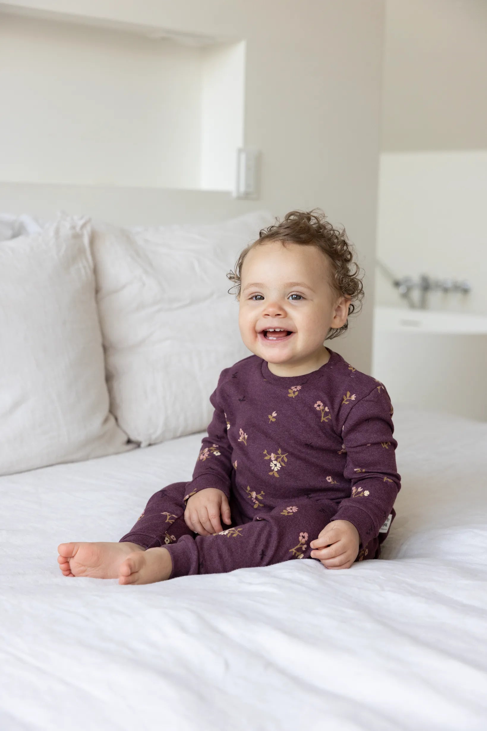 Meisjes Bonnie Bouquet - Premium Sleepwear by Feetje van Feetje in de kleur Wijn melange in maat 86.