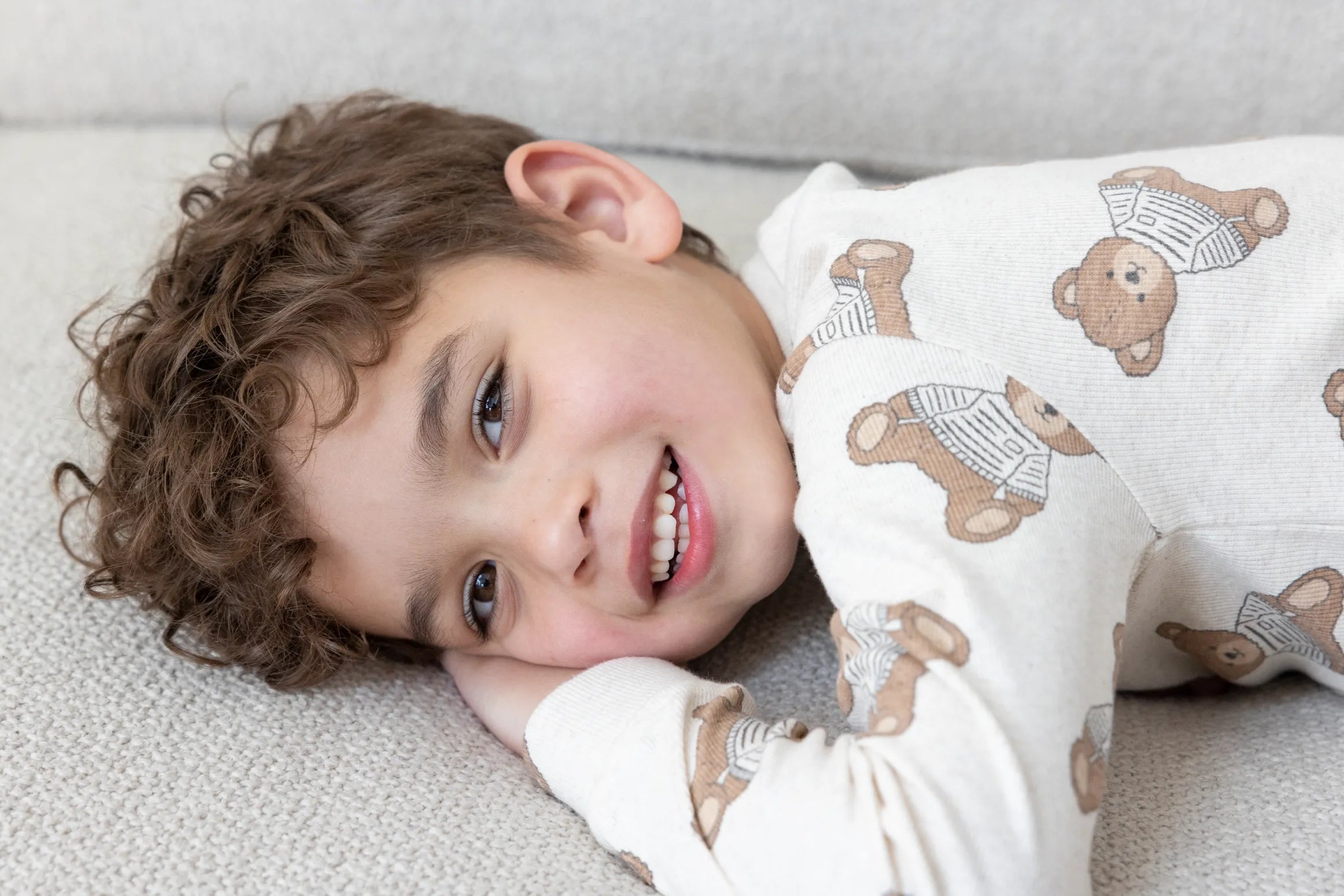 Unisexs Teddy Bear - Premium Sleepwear by Feetje van Feetje in de kleur Offwhite melange in maat 152.