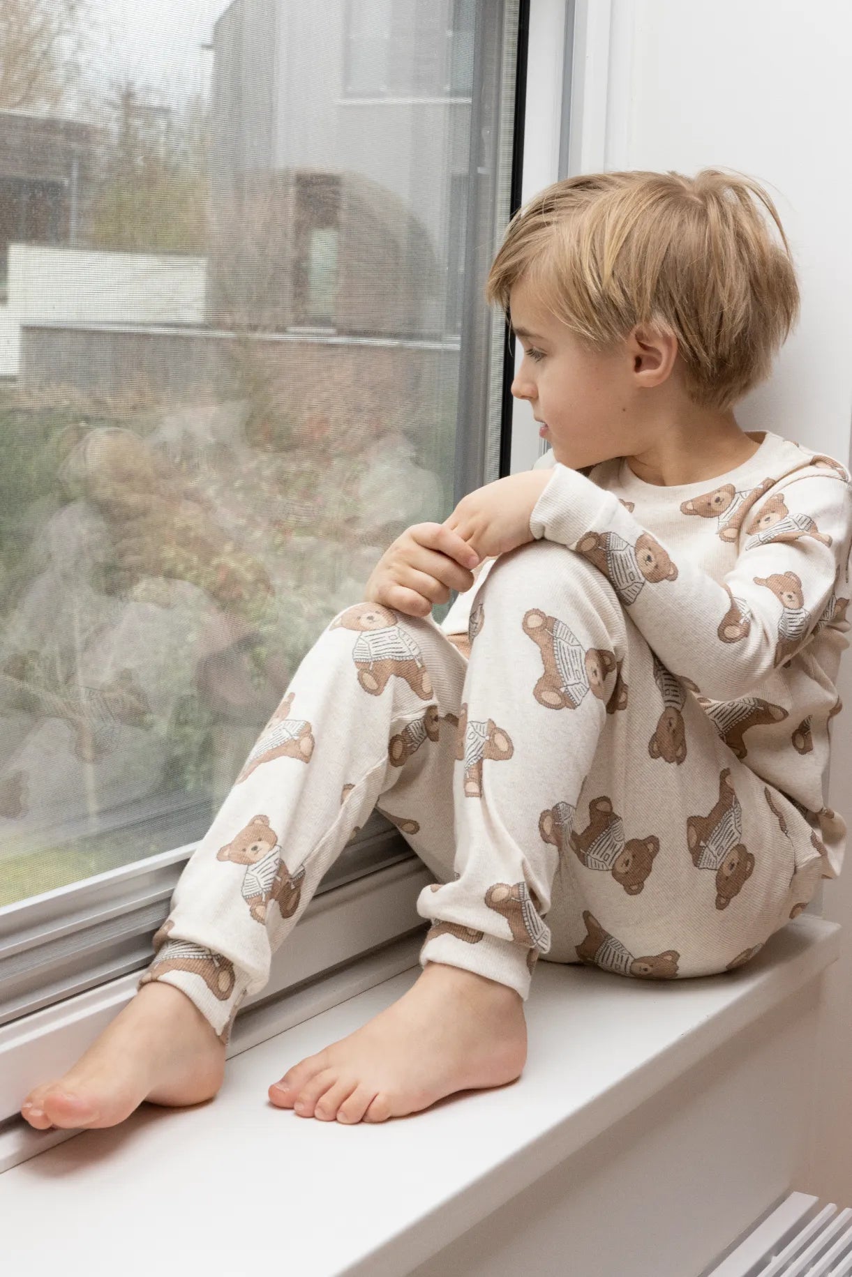 Unisexs Teddy Bear - Premium Sleepwear by Feetje van Feetje in de kleur Offwhite melange in maat 152.
