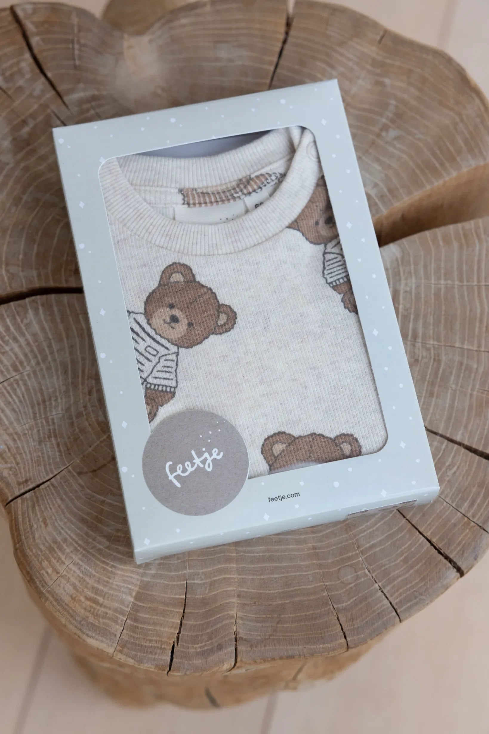 Unisexs Teddy Bear - Premium Sleepwear by Feetje van Feetje in de kleur Offwhite melange in maat 152.