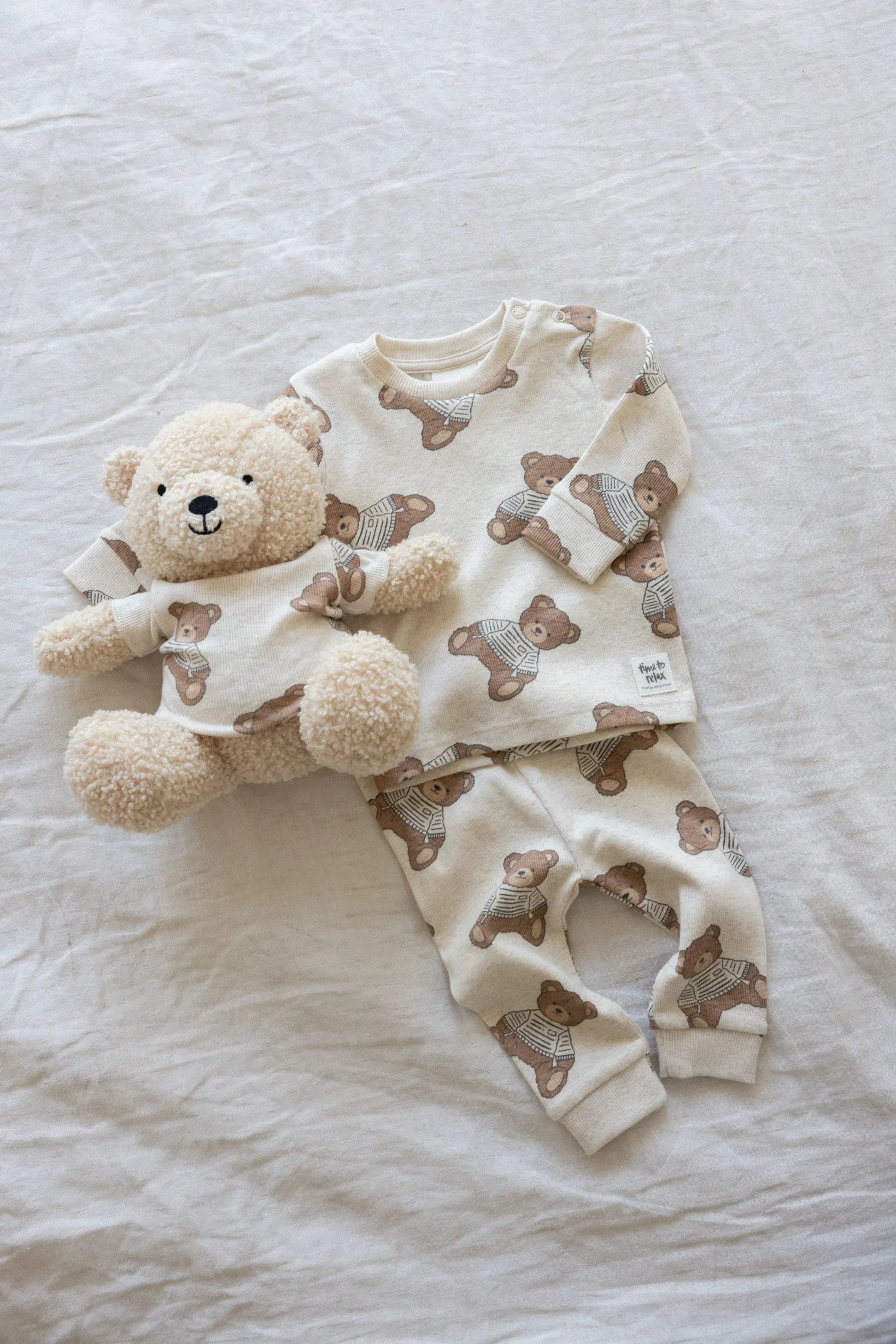 Unisexs Teddy Bear - Premium Sleepwear by Feetje van Feetje in de kleur Offwhite melange in maat 152.