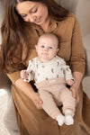 Unisexs Wikkelromper rib AOP - Sea Sweeties van Feetje in de kleur Offwhite melange in maat 62.