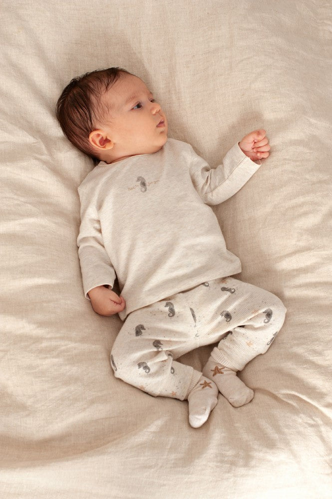 Unisexs Longsleeve - Sea Sweeties van Feetje in de kleur Offwhite melange in maat 62.