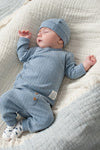 Jongens Overslagshirt rib - Blue Ocean van Feetje in de kleur Blauw melange in maat 62.