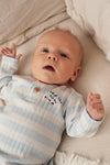 Jongens Longsleeve rib met streep - Blue Ocean van Feetje in de kleur Blauw in maat 62.