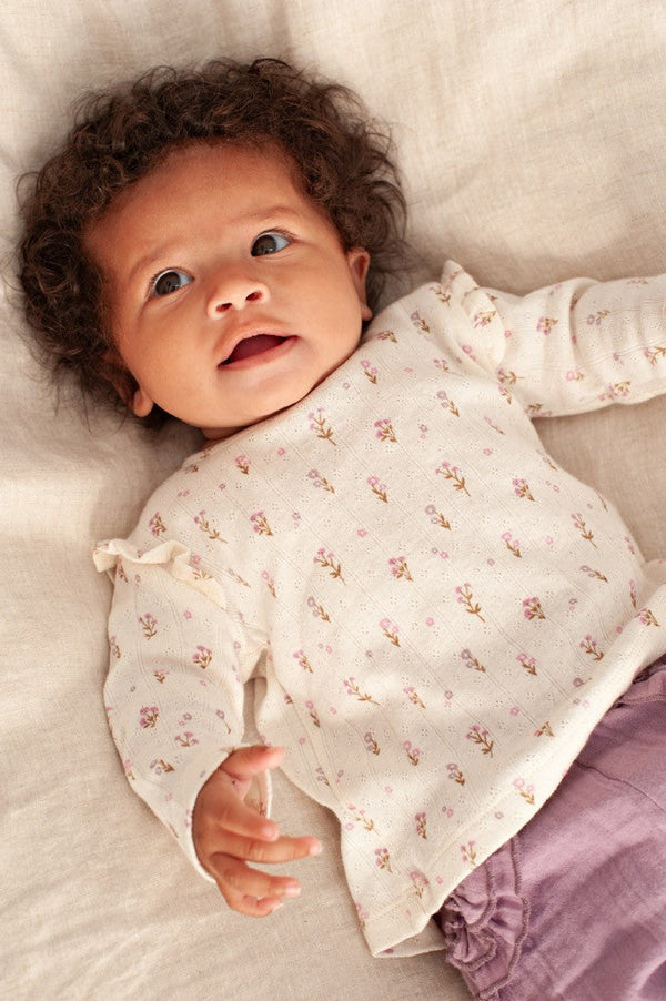 Feetje Longsleeve pointelle rib AOP - Flower Ranch