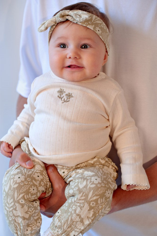 Meisjes Longsleeve pointelle rib - Let Your Dreams Blossom van Feetje in de kleur Offwhite in maat 86.