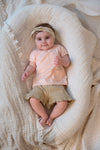 Meisjes T-shirt - Let Your Dreams Blossom van Feetje in de kleur Perzik in maat 86.