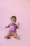 Meisjes T-shirt - Love Peace Aloha van Feetje in de kleur Paars in maat 86.