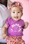 Meisjes T-shirt - Love Peace Aloha van Feetje in de kleur Paars in maat 86.