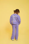 Meisjes Sweater met backprint - Rolling into Spring van Jubel in de kleur Paars in maat 128.