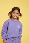 Meisjes Sweater met backprint - Rolling into Spring van Jubel in de kleur Paars in maat 128.