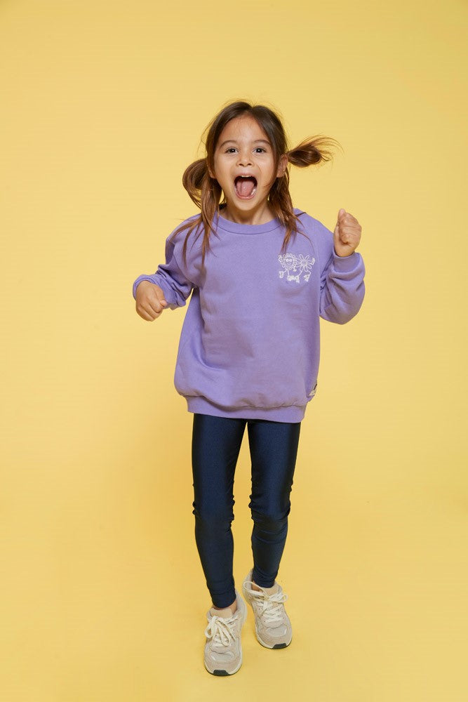 Meisjes Sweater met backprint - Rolling into Spring van Jubel in de kleur Paars in maat 128.