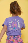 Meisjes T-shirt met backprint - Rolling in to Spring van Jubel in de kleur Paars in maat 128.